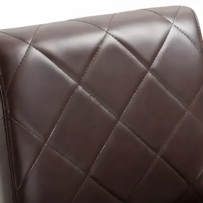 Traditional Square Espresso Wood Leather Upholstered Bar Stool Image - 7