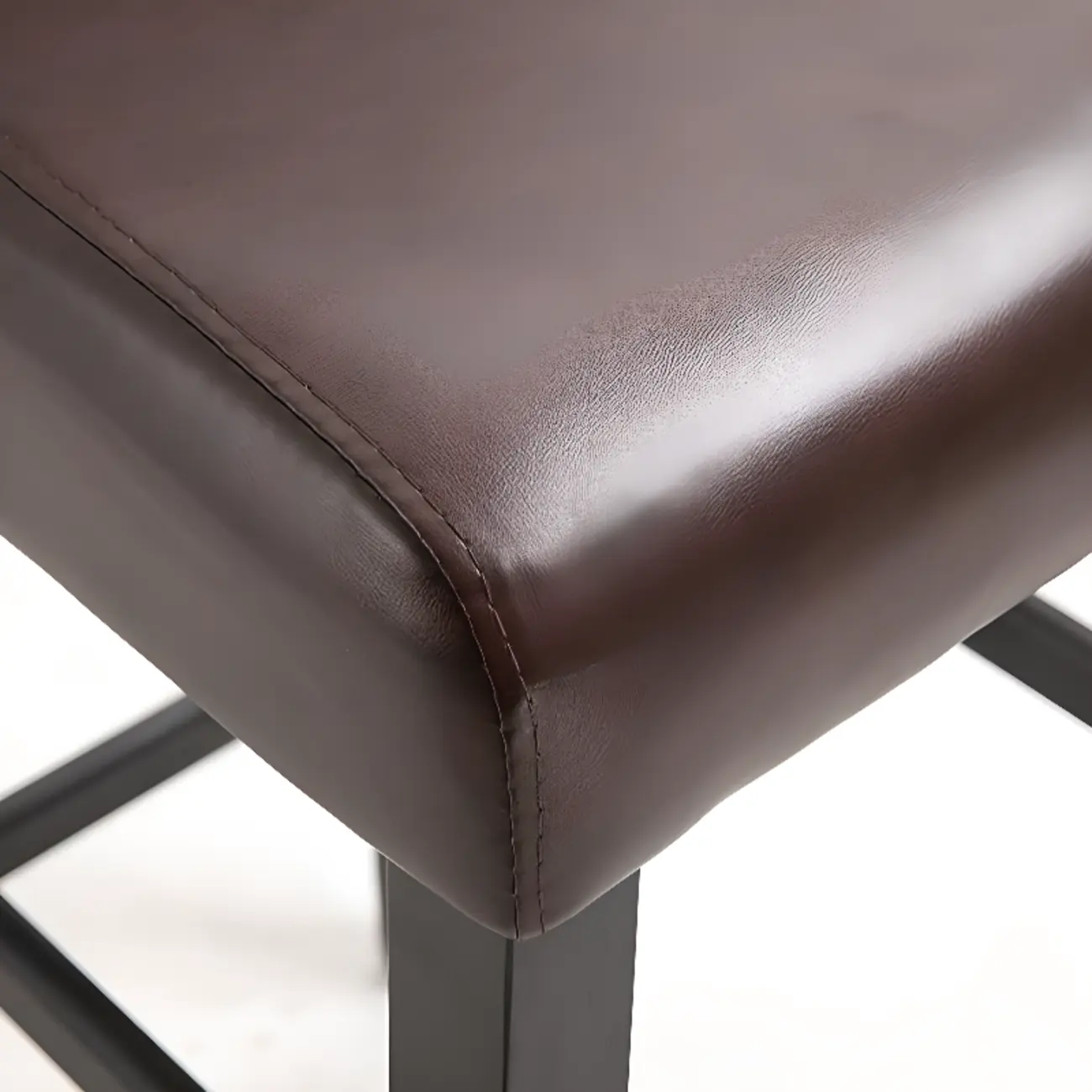 Traditional Square Espresso Wood Leather Upholstered Bar Stool Image - 9 | homeyfad