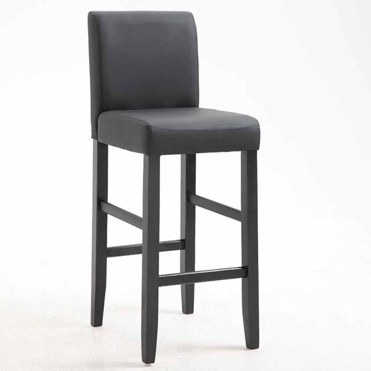 Traditional Square Espresso Wood Leather Upholstered Bar Stool Image - 19 | homeyfad