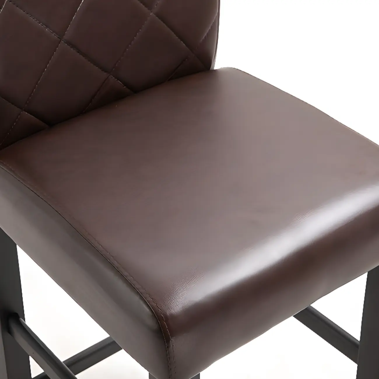 Traditional Square Espresso Wood Leather Upholstered Bar Stool Image - 8 | homeyfad