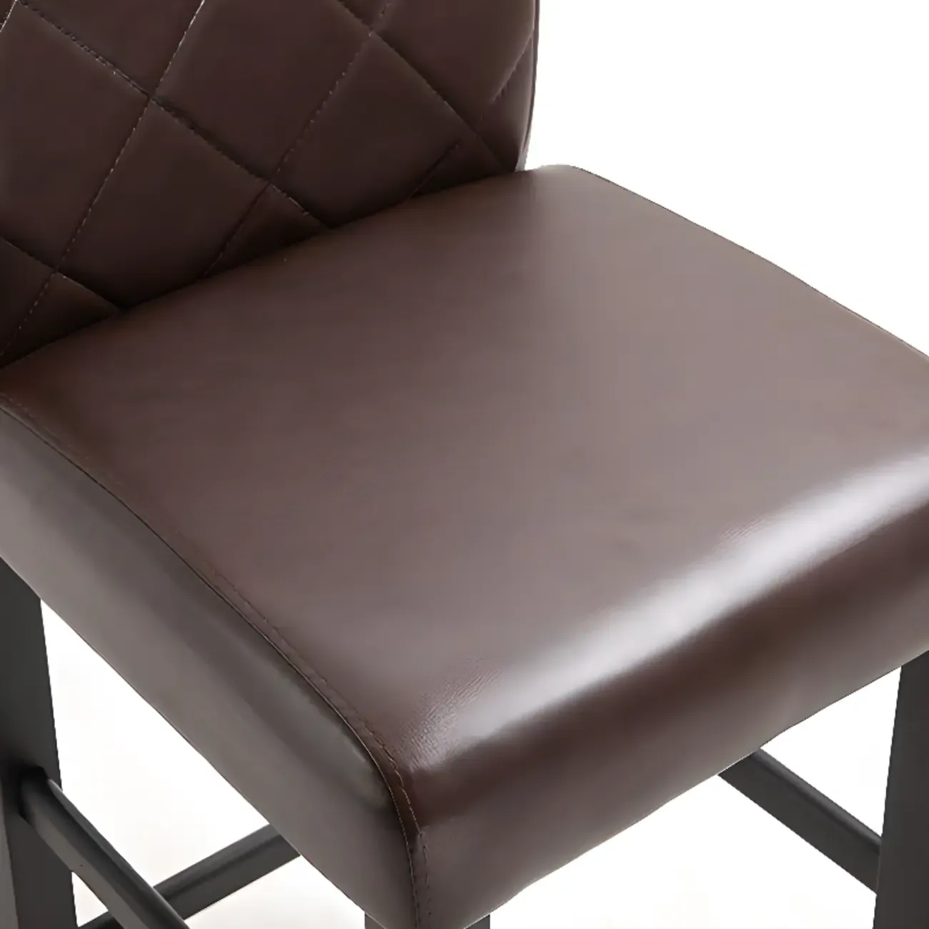 Traditional Square Espresso Wood Leather Upholstered Bar Stool Image - 8