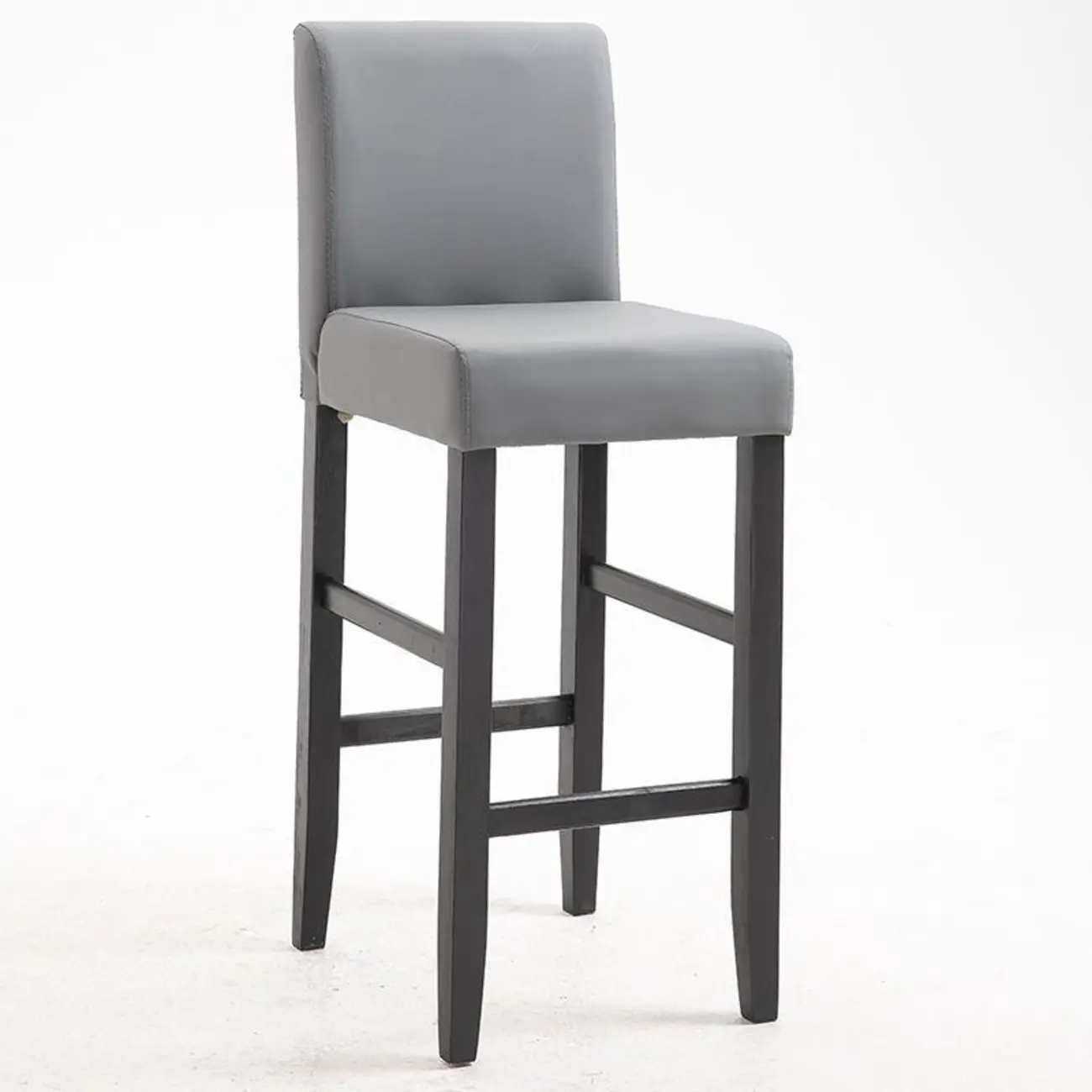 Traditional Square Espresso Wood Leather Upholstered Bar Stool Image - 20 | homeyfad