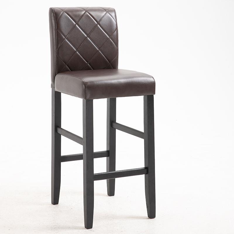 Traditional Wood Leather Upholstered Bar Height Stool | homeyfad