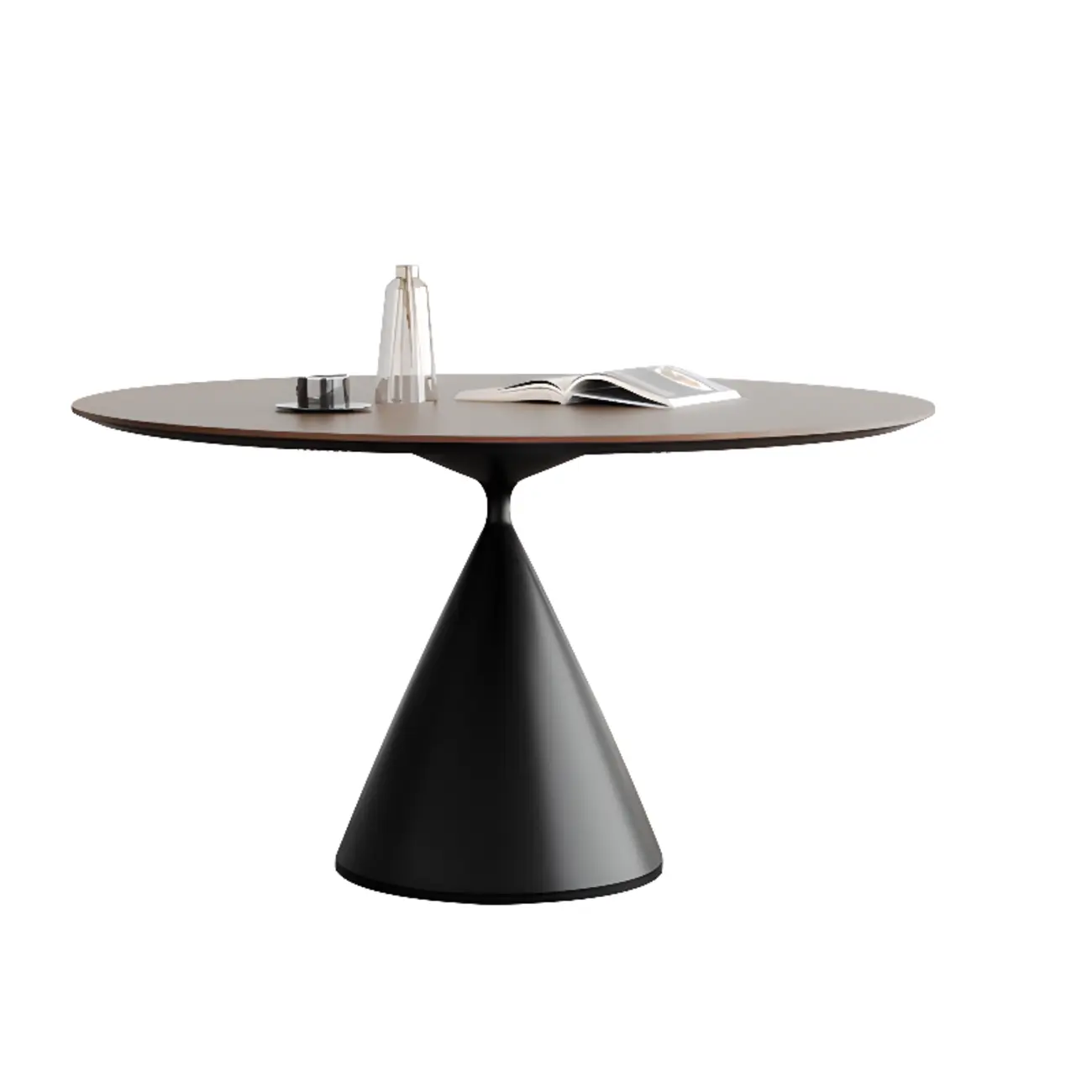 Modern Black Wood Pedestal Round Dining Table Image - 2 | homeyfad