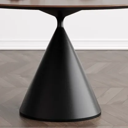 Modern Black Wood Pedestal Round Dining Table Image - 8