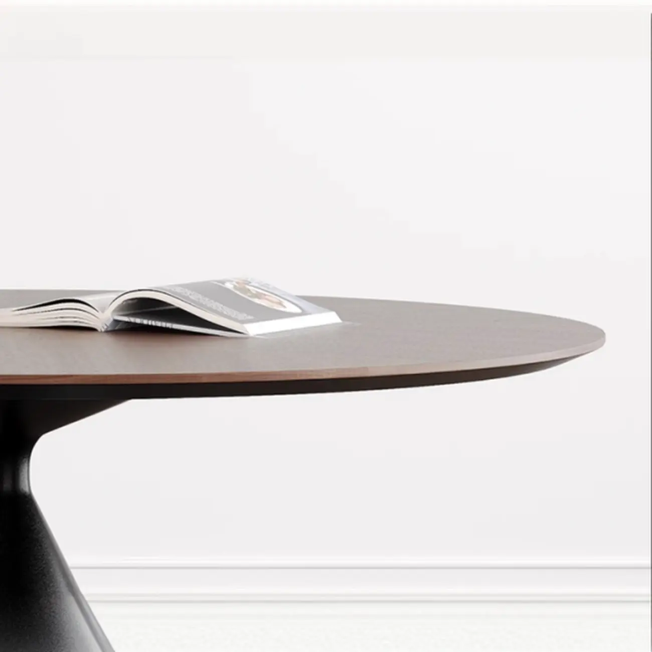 Modern Black Wood Pedestal Round Dining Table Image - 9 | homeyfad