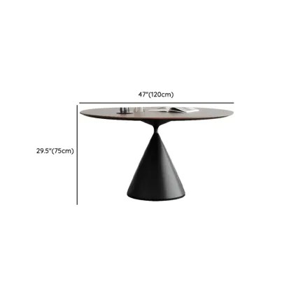 Modern Black Wood Pedestal Round Dining Table Image - 17