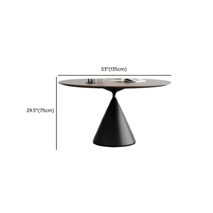 Modern Black Wood Pedestal Round Dining Table Image - 19