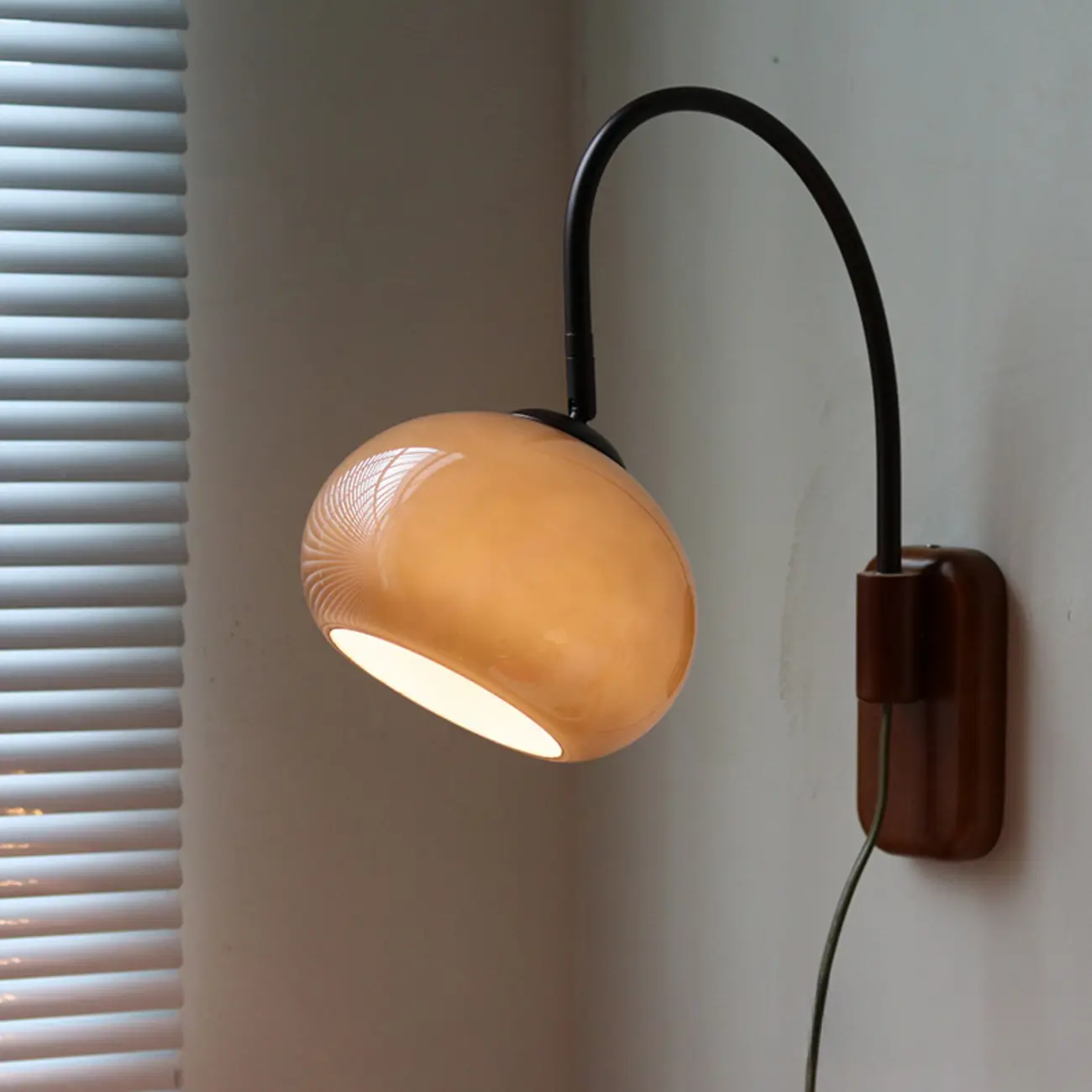 Vintage Brown Drum Shape Milk Glass Indoor Wall Sconce | homeyfad