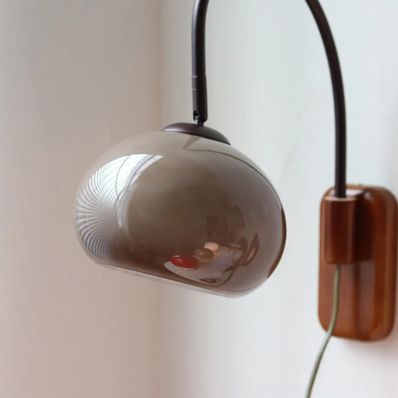 Vintage Brown Drum Shape Milk Glass Indoor Wall Sconce | homeyfad