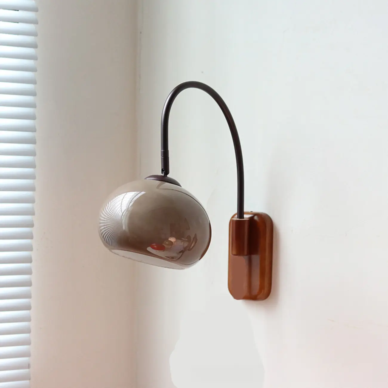 Vintage Brown Drum Shape Milk Glass Indoor Wall Sconce | homeyfad