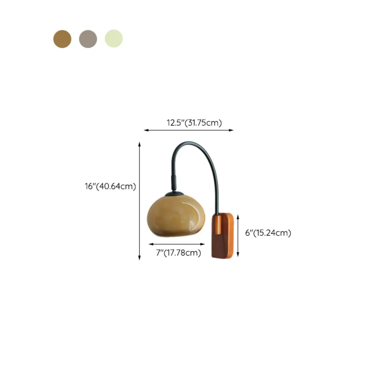 Plug-In Drum-Shaped Glass Wall Sconce for Bedside Decor #size