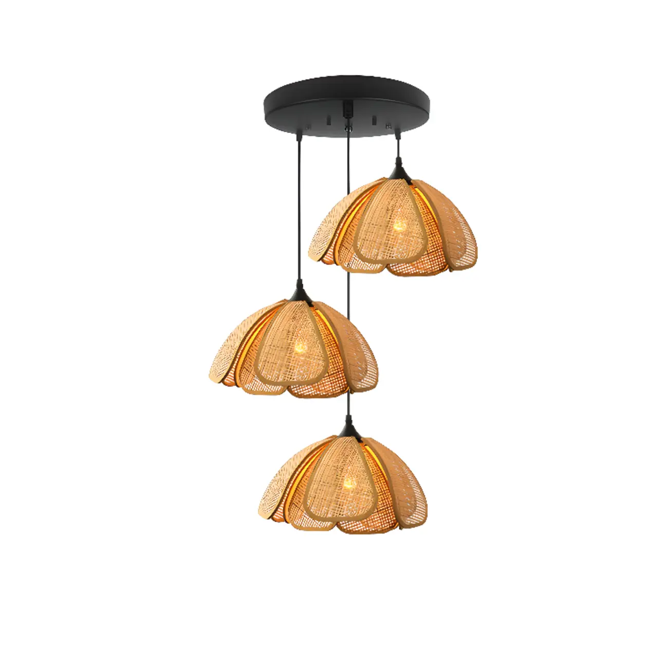 Rustic Rattan Floral Dome Pendant Light | homeyfad