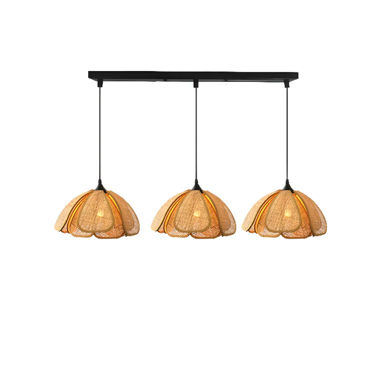 Rustic Rattan Floral Dome Pendant Light | homeyfad