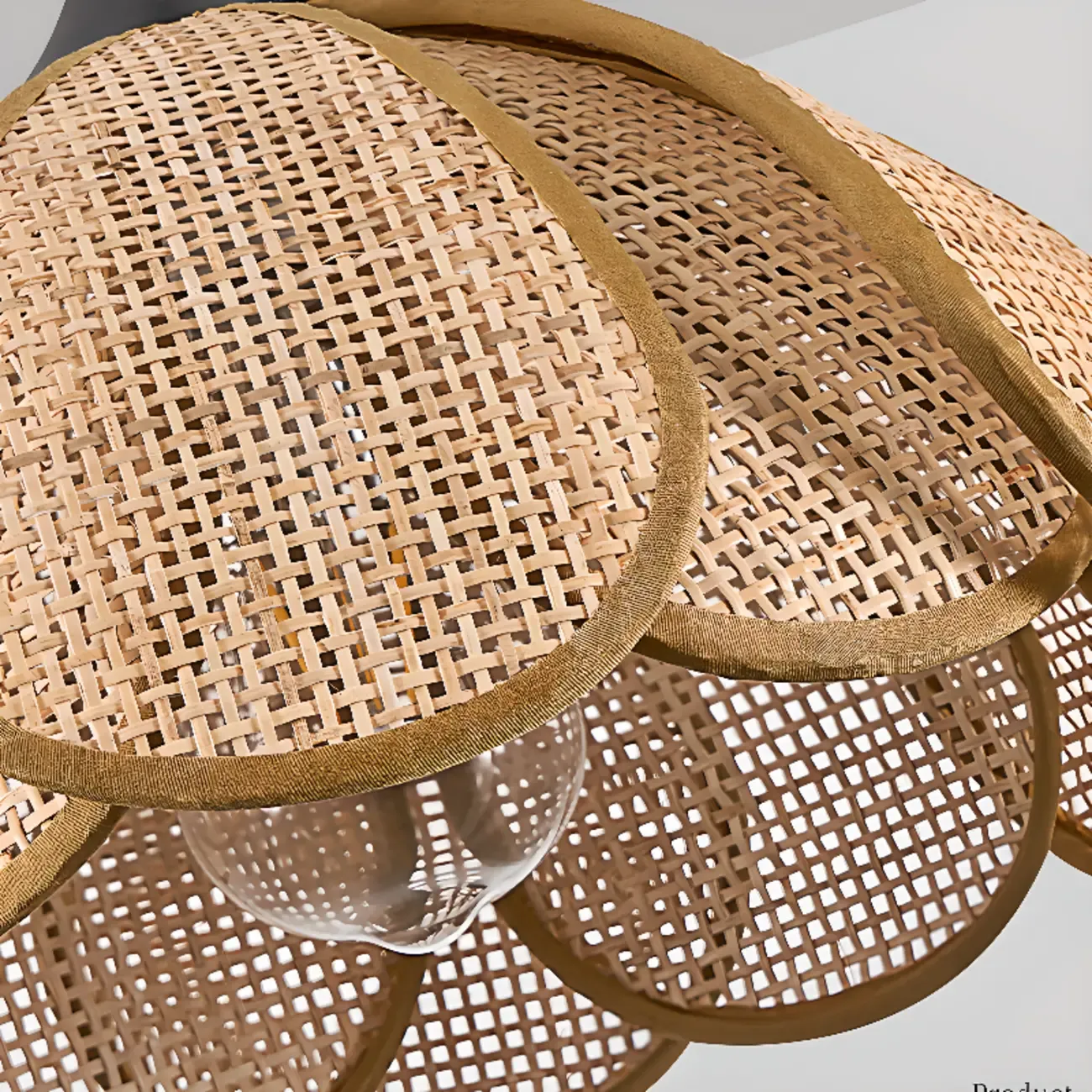 Rustic Rattan Floral Dome Pendant Light