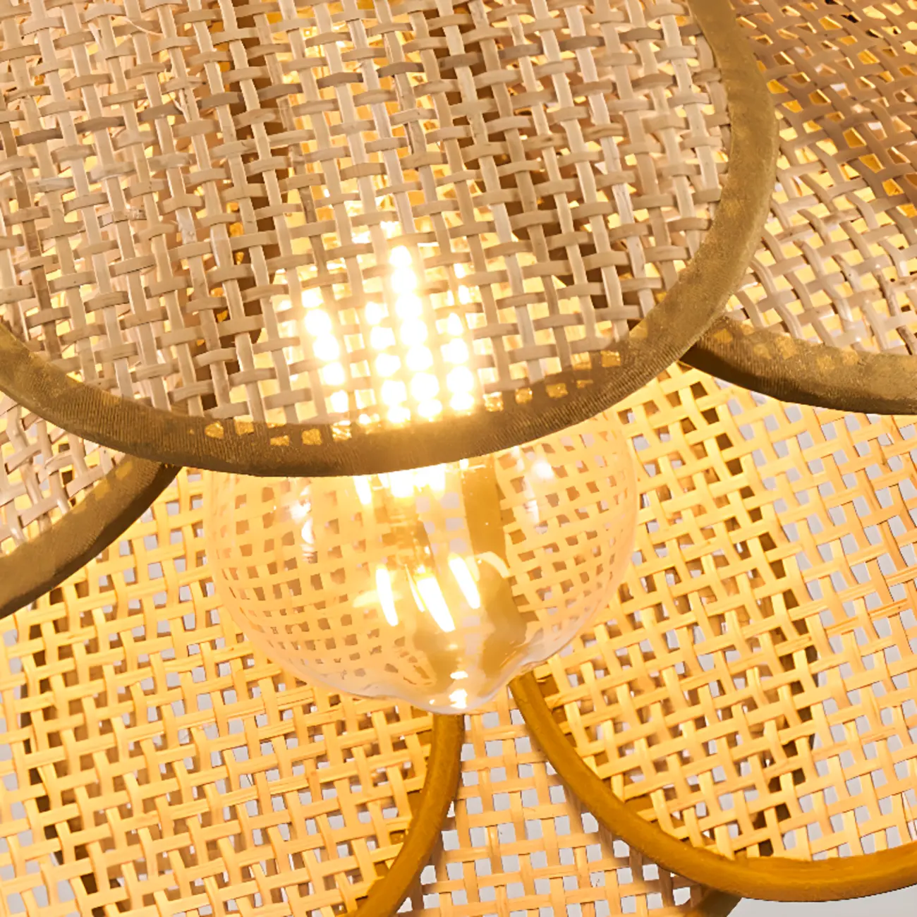 Rustic Rattan Floral Dome Pendant Light | homeyfad