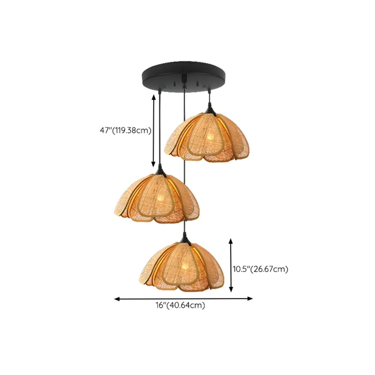 Rustic Rattan Floral Dome Pendant Light