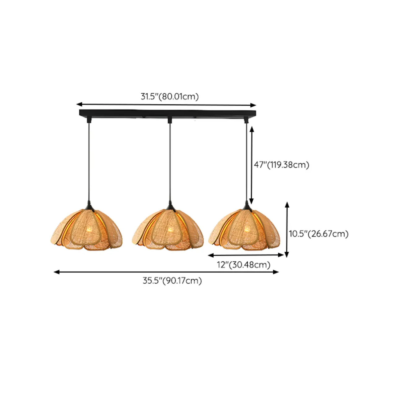 Rustic Rattan Floral Dome Pendant Light | homeyfad