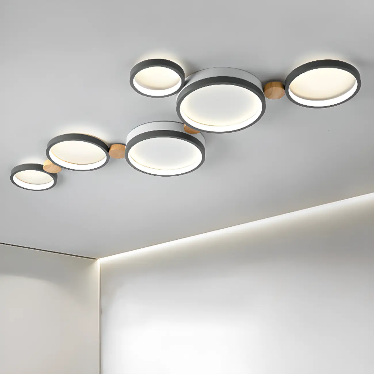 Creative Acrylic Circle LED Flush Ceiling Light in 6 Lights Image - 1 | homeyfad