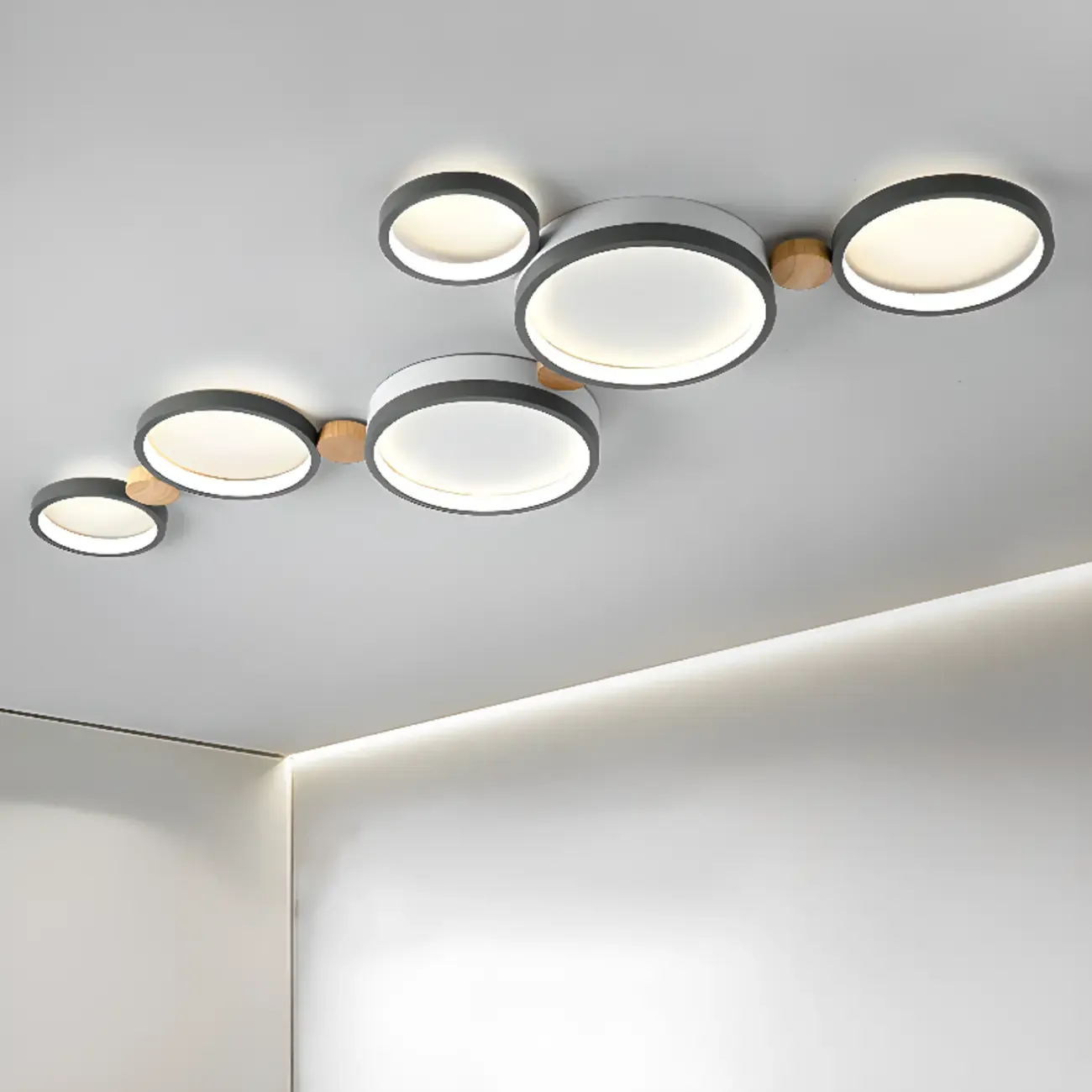 Creative Acrylic Circle LED Flush Ceiling Light in 6 Lights Image - 1