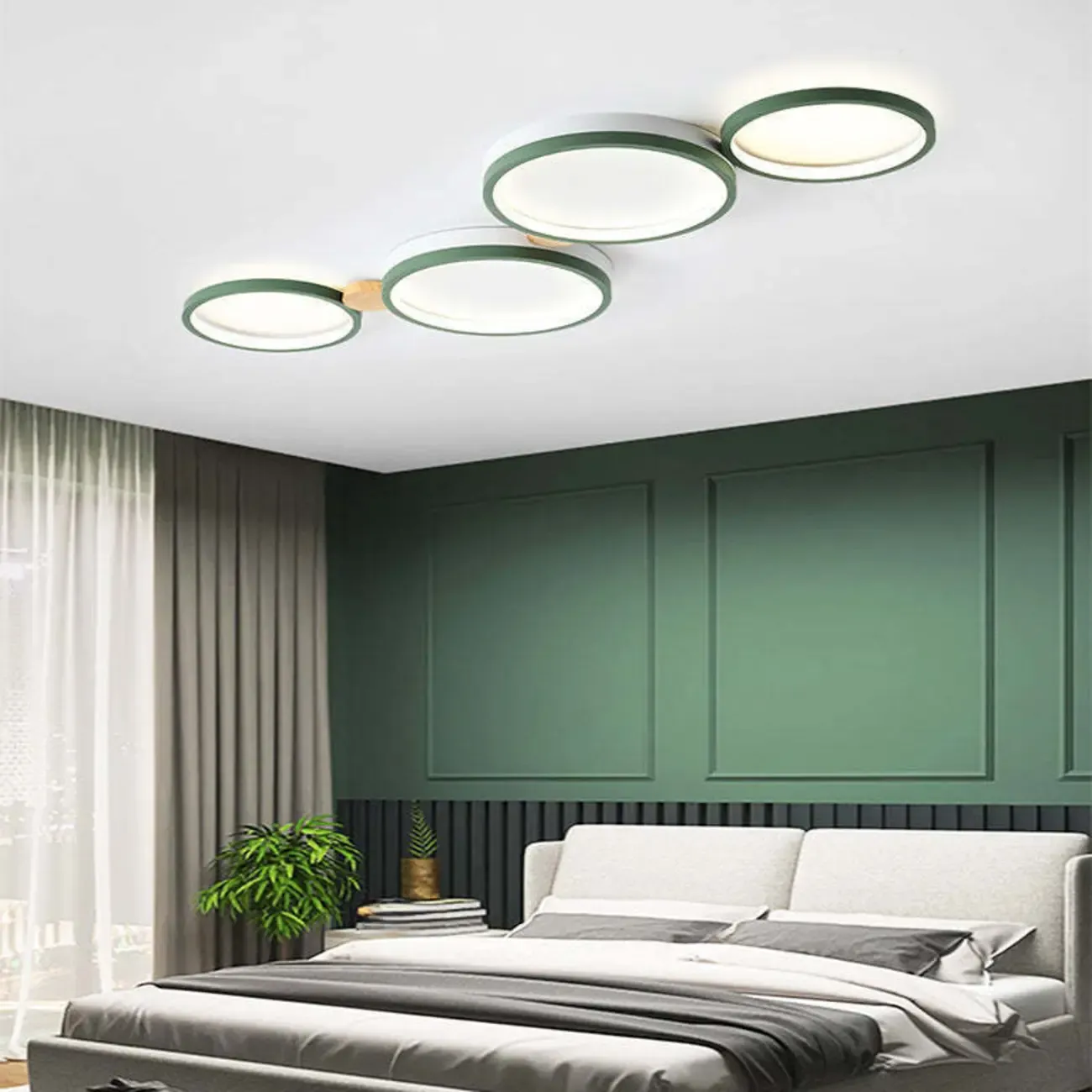 Creative Acrylic Circle LED Flush Ceiling Light in 6 Lights Image - 2