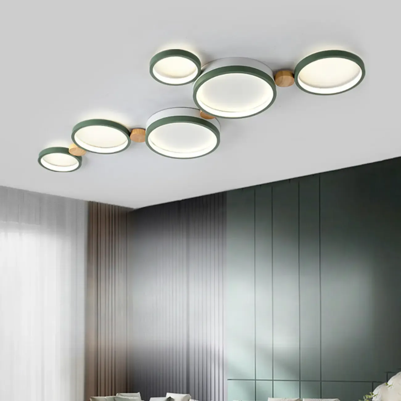 Creative Acrylic Circle LED Flush Ceiling Light in 6 Lights Image - 4