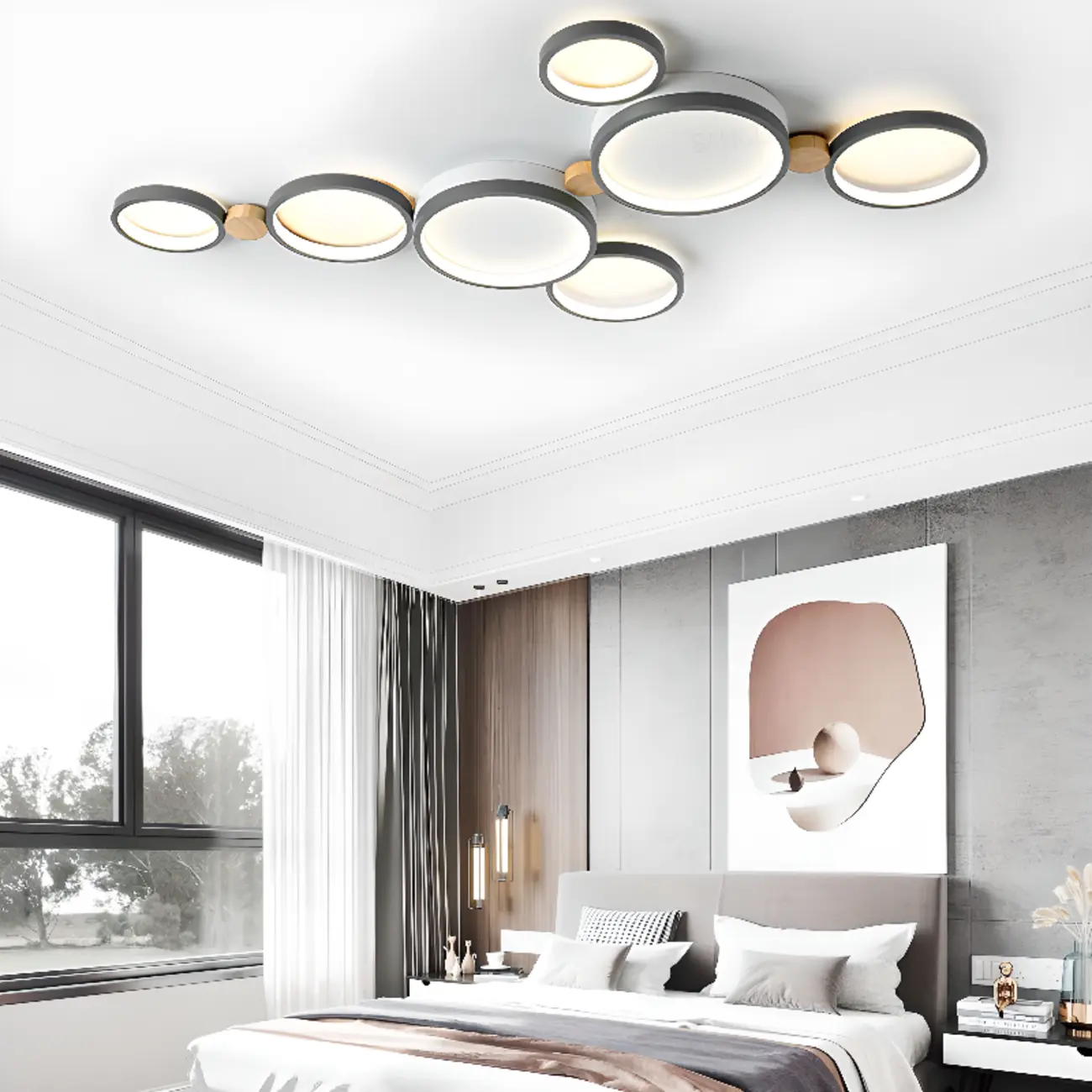 Creative Acrylic Circle LED Flush Ceiling Light in 6 Lights Image - 3 | homeyfad
