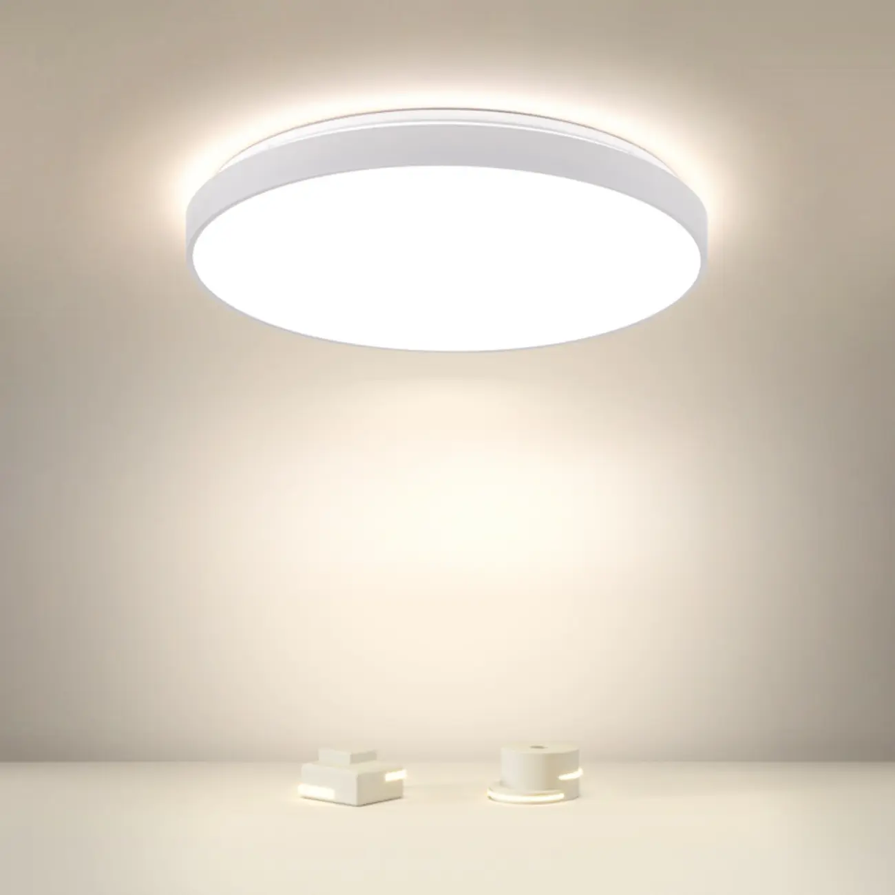 Stylish Circular Acrylic Flush Ceiling Light in Multi Dimming Image - 4 | homeyfad