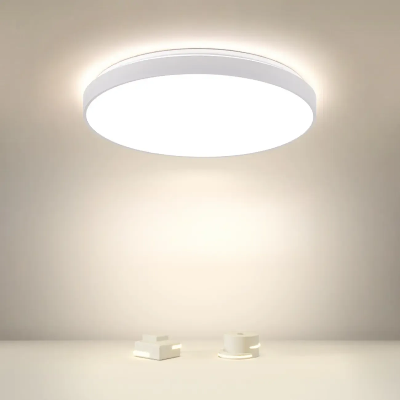 Stylish Circular Acrylic Flush Ceiling Light in Multi Dimming Image - 4