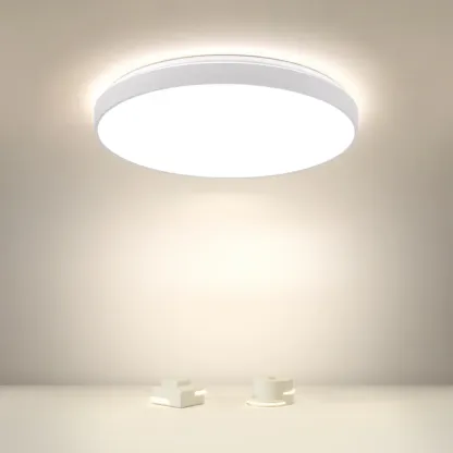 Stylish Circular Acrylic Flush Ceiling Light in Multi Dimming Image - 4