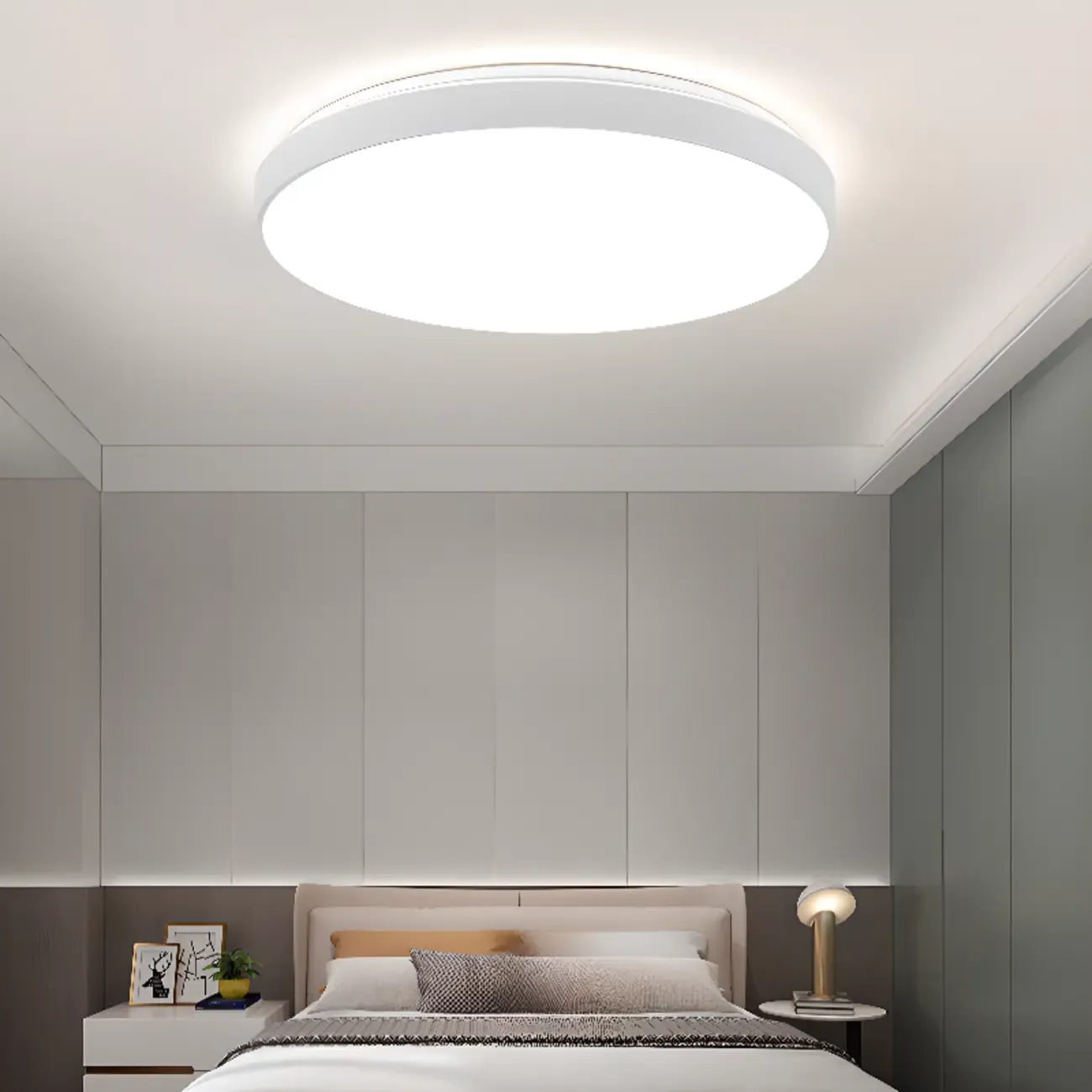 Stylish Circular Acrylic Flush Ceiling Light in Multi Dimming Image - 5