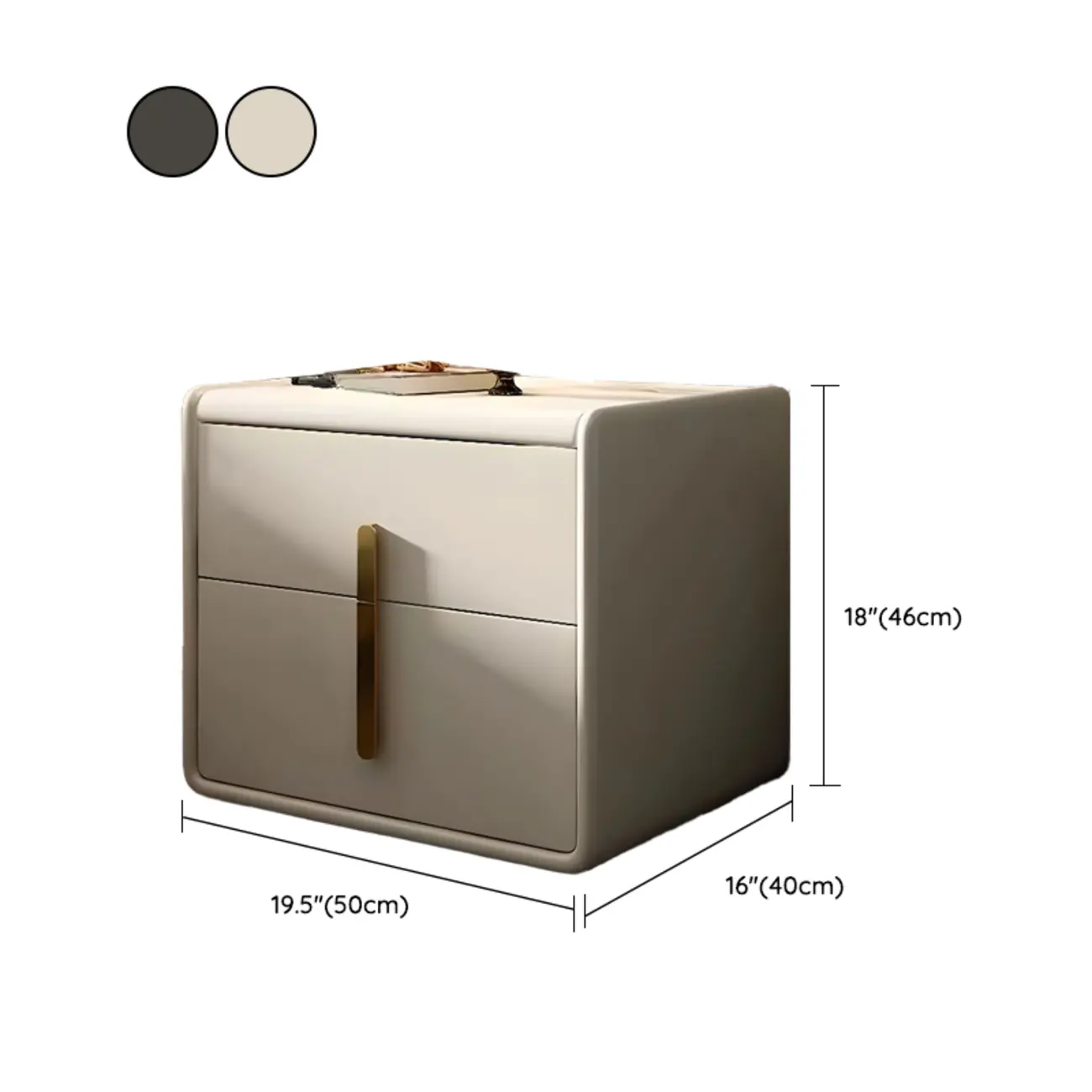 Modern Leather Top Wood 2-Drawer Nightstand #size | homeyfad