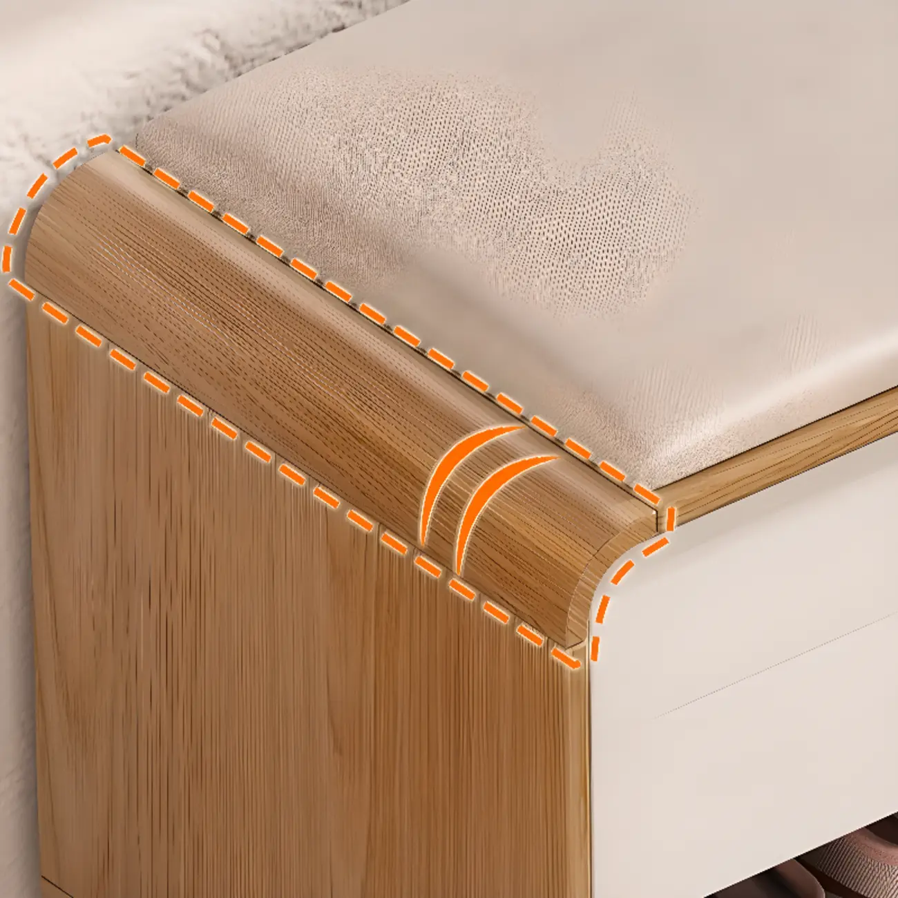 Natural Wood Shoe Storage Bench with Drawers Image - 10 | homeyfad