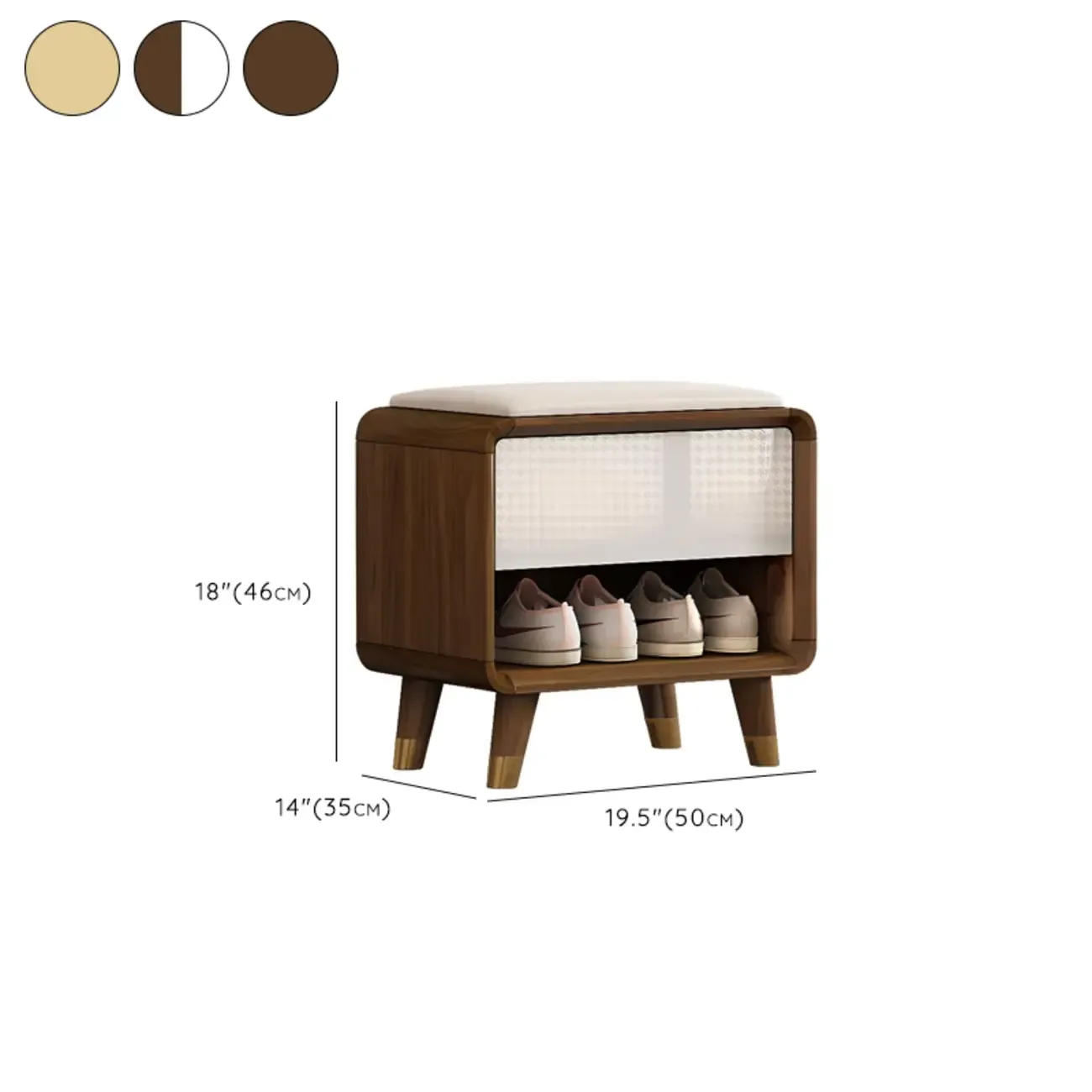 Natural Wood Shoe Storage Bench with Drawers #size