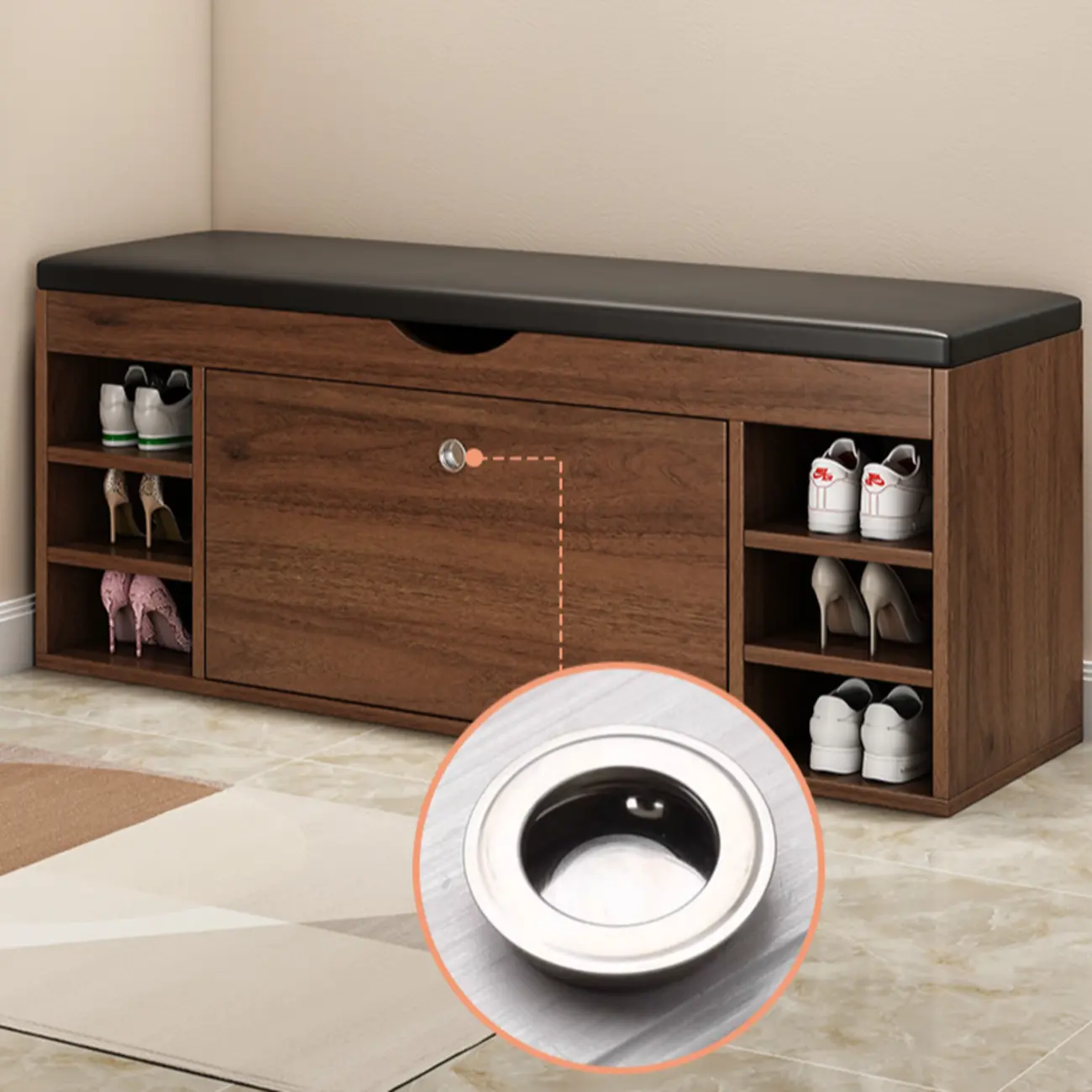  Drop Front Shoe Storage Bench with Slip Top Image - 5 | homeyfad
