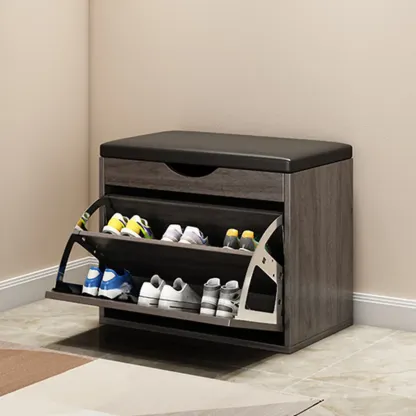  Drop Front Shoe Storage Bench with Slip Top Image - 6