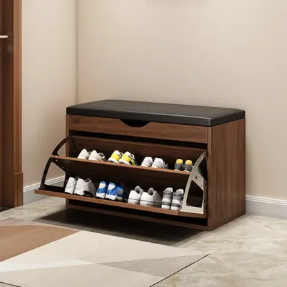  Drop Front Shoe Storage Bench with Slip Top Image - 8