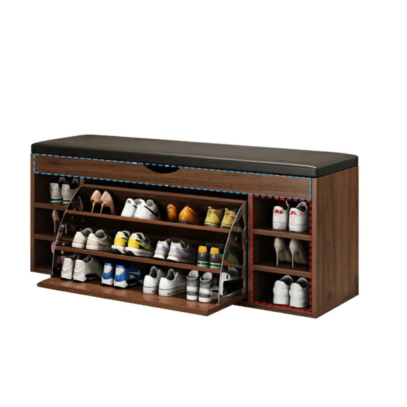  Drop Front Shoe Storage Bench with Slip Top Image - 11 | homeyfad