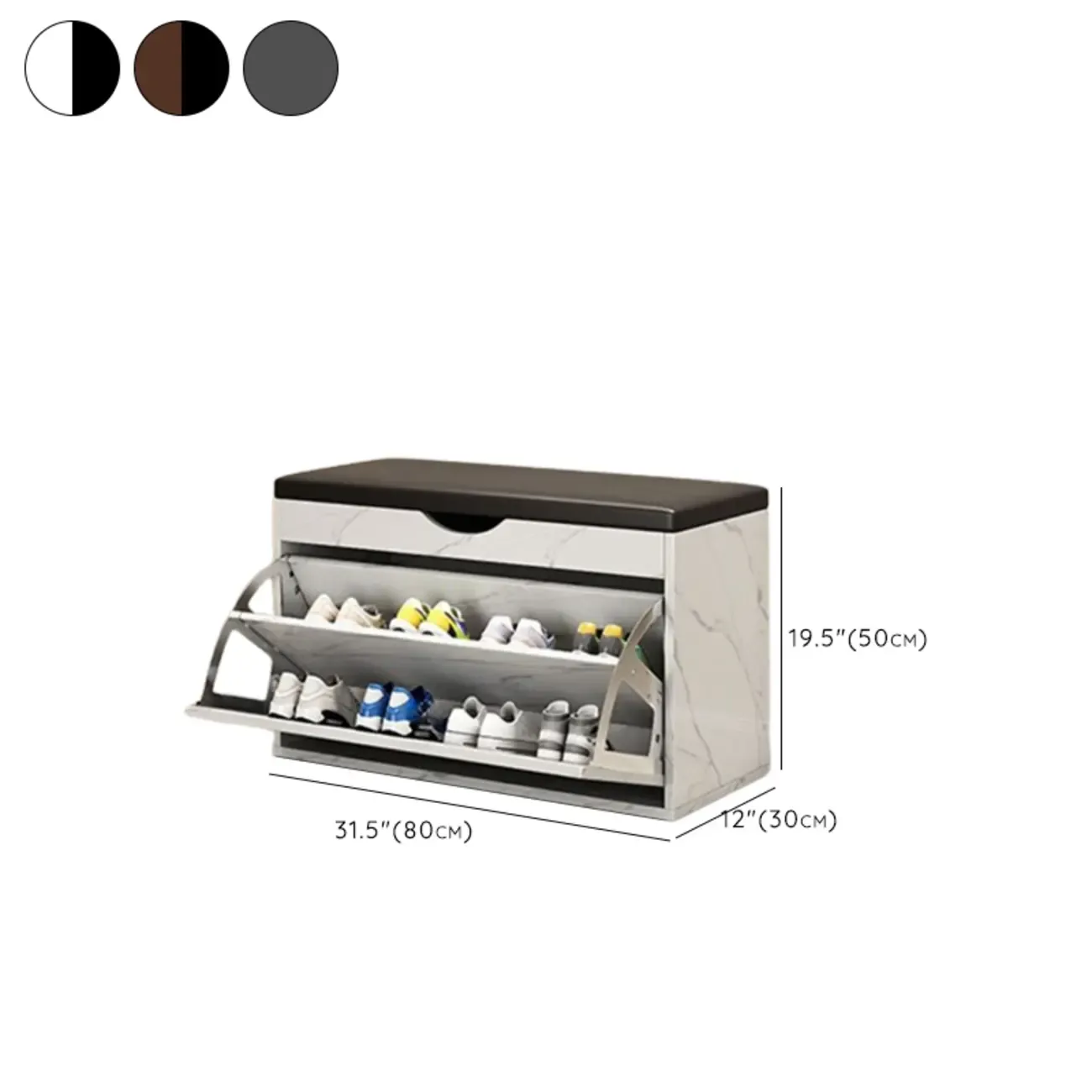  Drop Front Shoe Storage Bench with Slip Top Image - 38