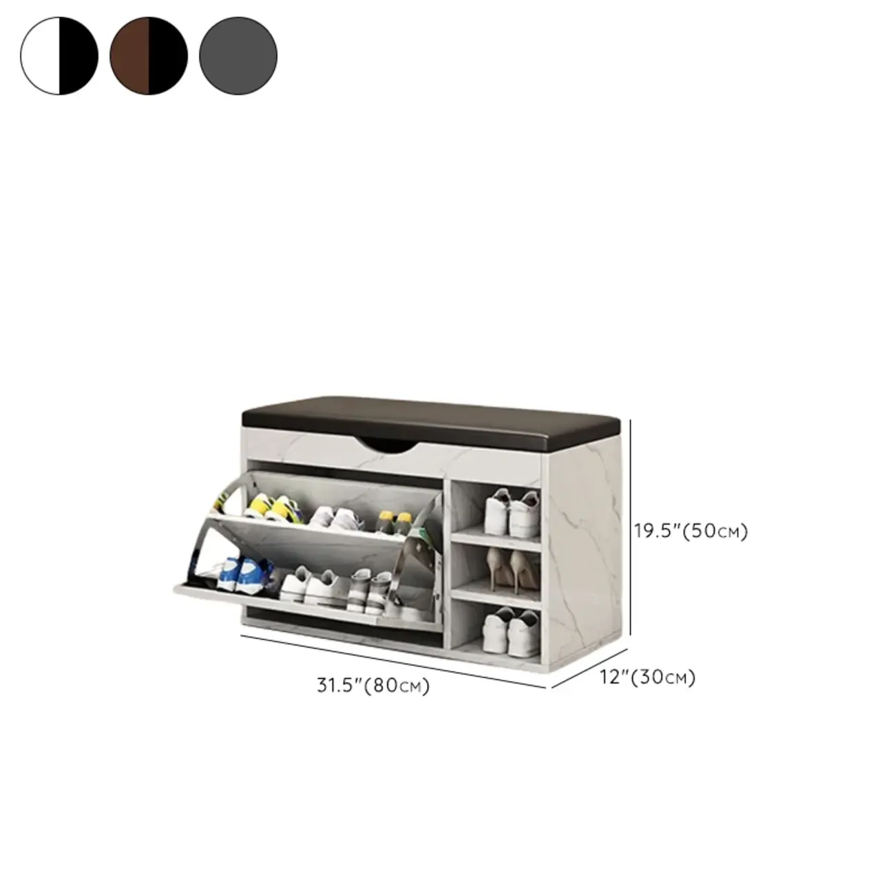  Drop Front Shoe Storage Bench with Slip Top Image - 41