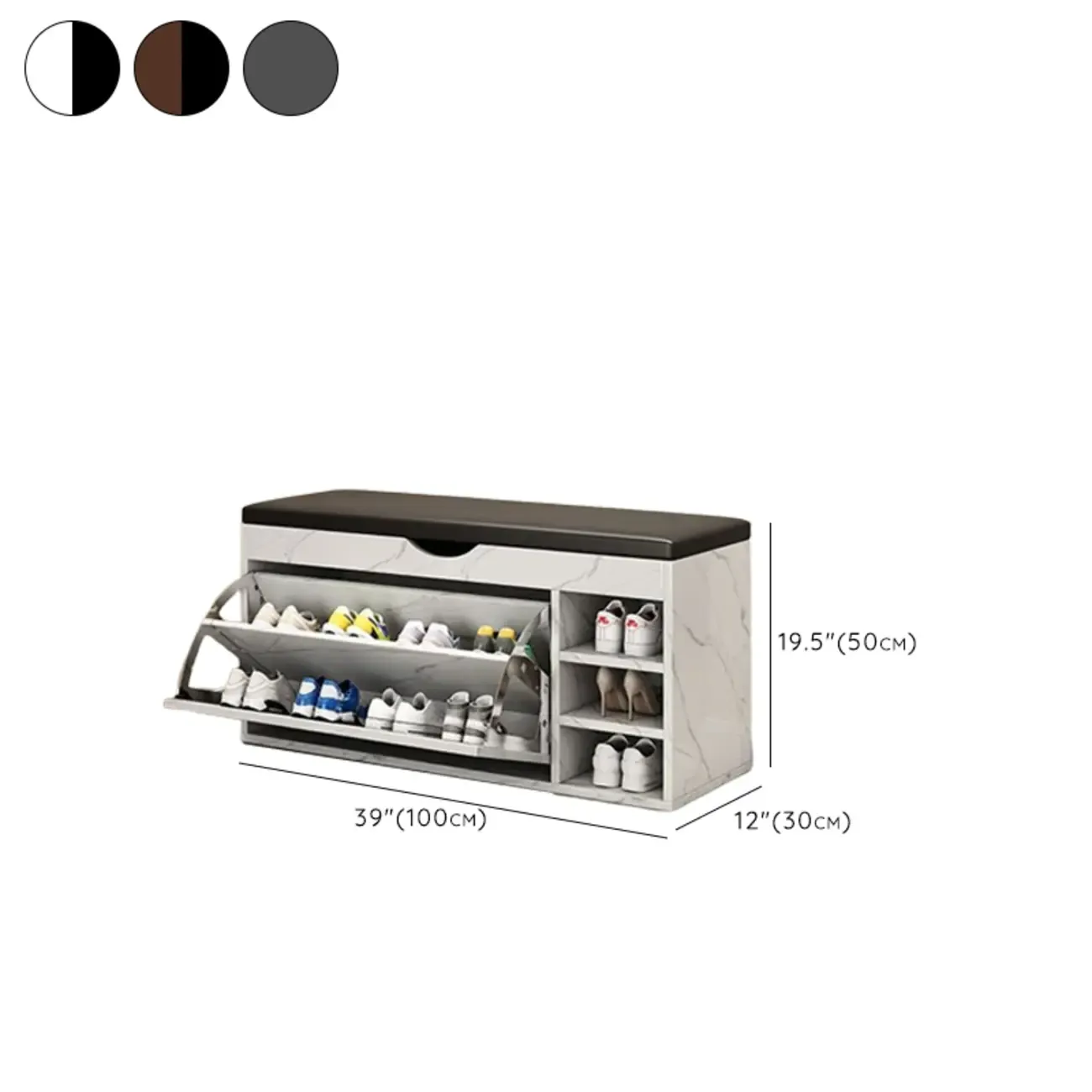  Drop Front Shoe Storage Bench with Slip Top Image - 42