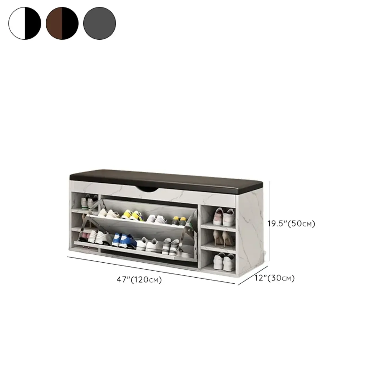  Drop Front Shoe Storage Bench with Slip Top Image - 43