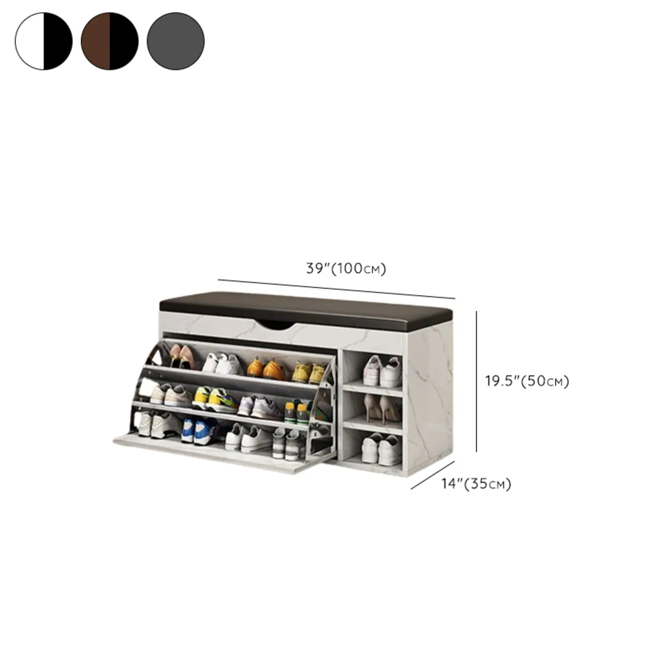  Drop Front Shoe Storage Bench with Slip Top Image - 45 | homeyfad