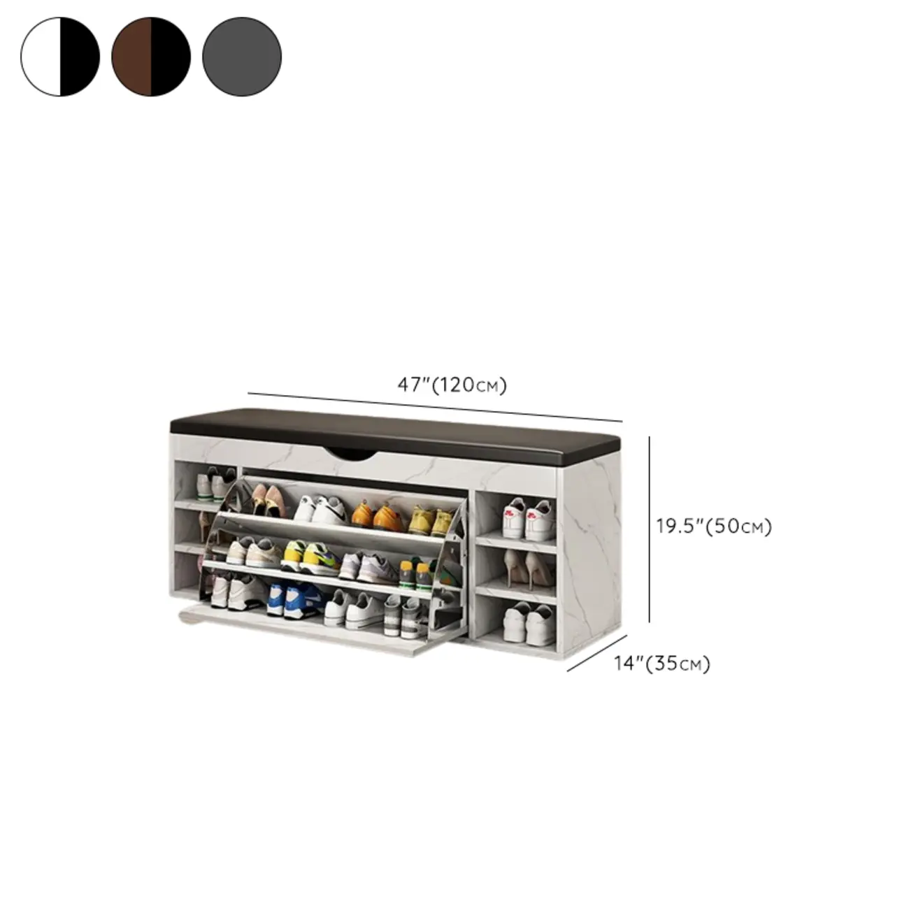  Drop Front Shoe Storage Bench with Slip Top Image - 46 | homeyfad