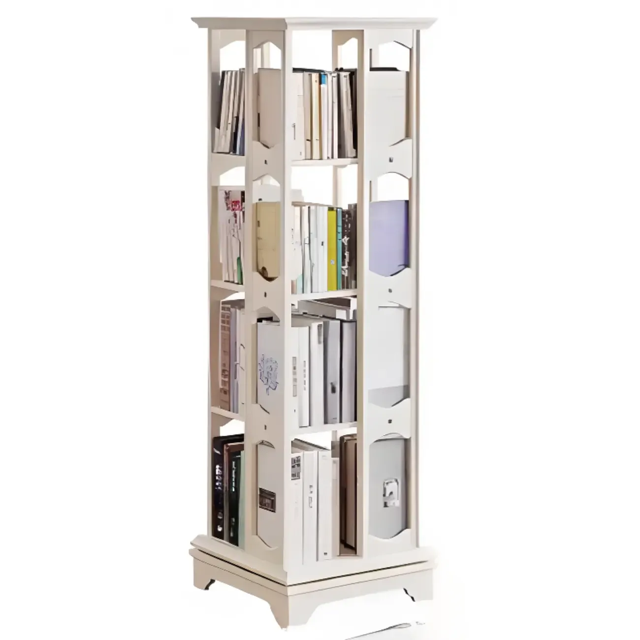 Walnut Tall Wood Multi-Cube Corner Bookshelf with Open Back Image - 14
