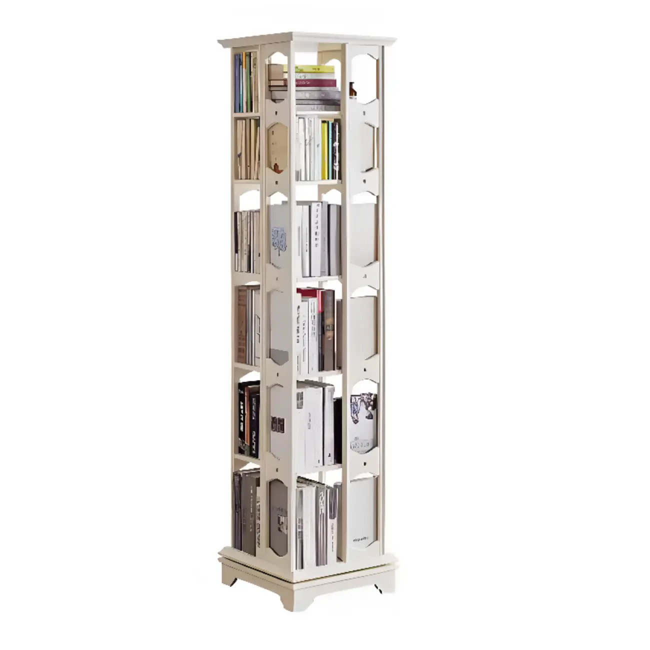 Walnut Tall Wood Multi-Cube Corner Bookshelf with Open Back Image - 18 | homeyfad