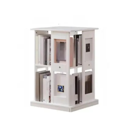 Walnut Tall Wood Multi-Cube Corner Bookshelf with Open Back Image - 20