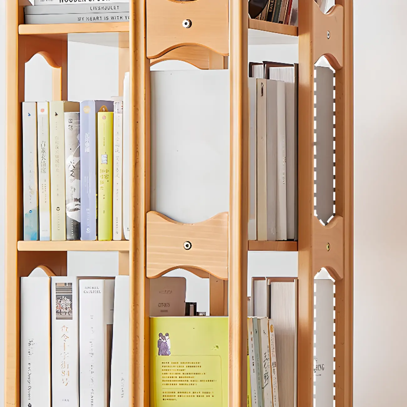 Walnut Tall Wood Multi-Cube Corner Bookshelf with Open Back Image - 7 | homeyfad