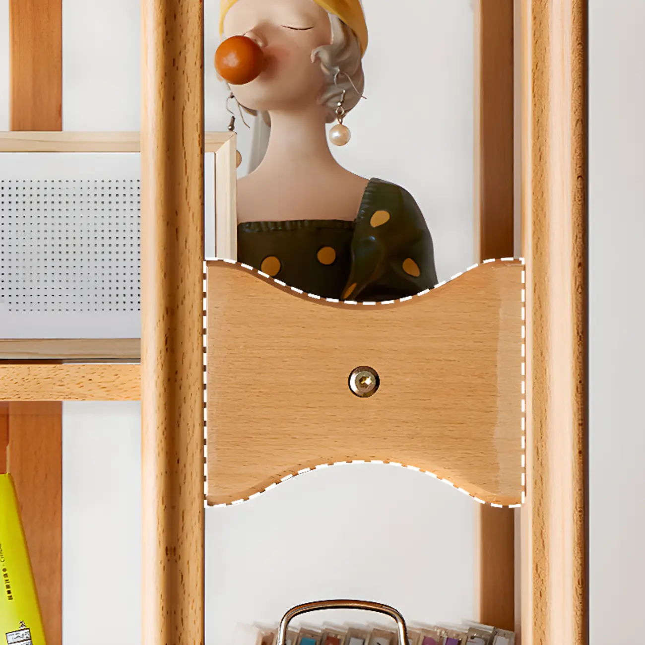 Walnut Tall Wood Multi-Cube Corner Bookshelf with Open Back Image - 8 | homeyfad