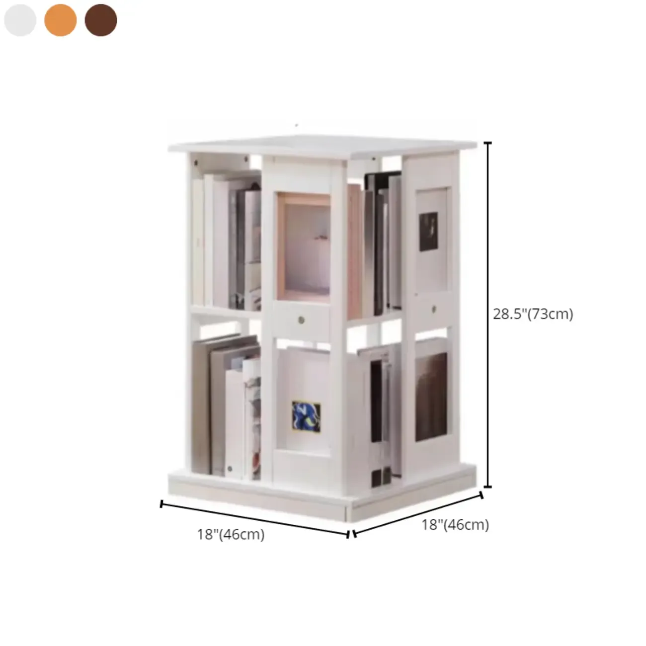 Walnut Tall Wood Multi-Cube Corner Bookshelf with Open Back #size